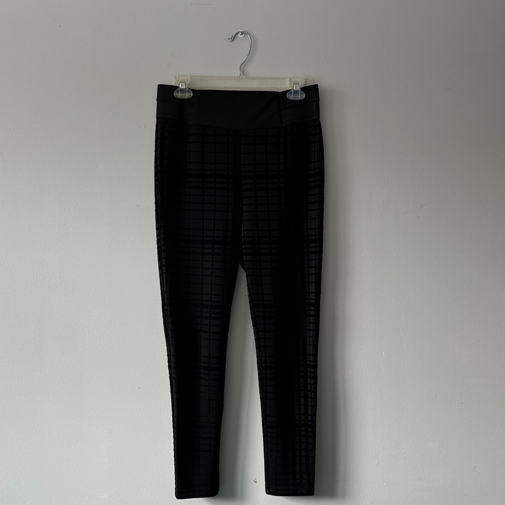 Women’s Black Leggings with Black Velvet Pattern